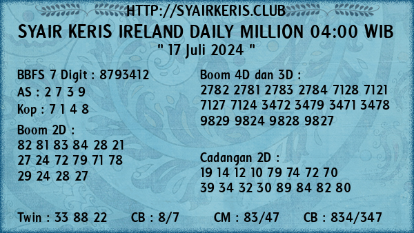 Prediksi Ireland Daily Million 04:00 WIB