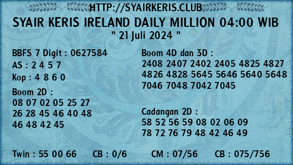 Prediksi Ireland Daily Million 04:00 WIB