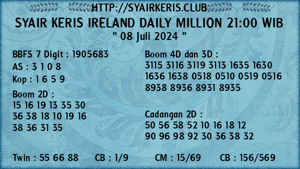 Prediksi Ireland Daily Million 21:00 WIB