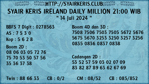 Prediksi Ireland Daily Million 21:00 WIB