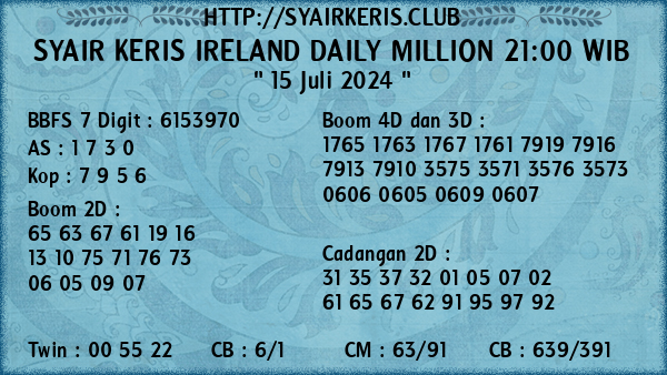 Prediksi Ireland Daily Million 21:00 WIB