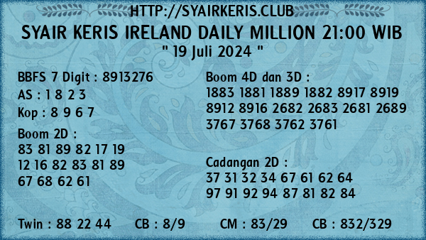 Prediksi Ireland Daily Million 21:00 WIB