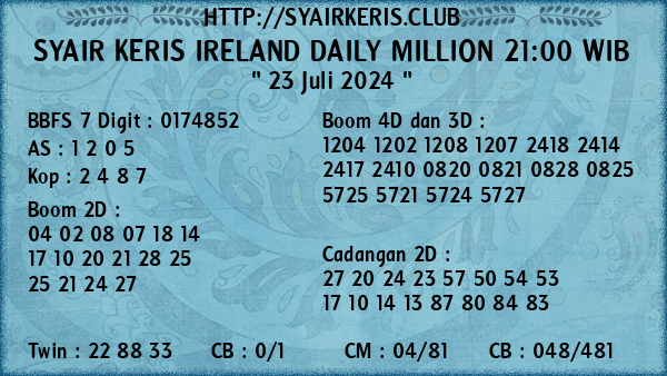 Prediksi Ireland Daily Million 21:00 WIB