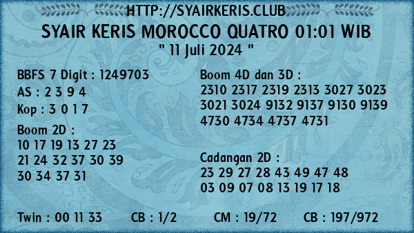 Prediksi Morocco Quatro 01:01 WIB