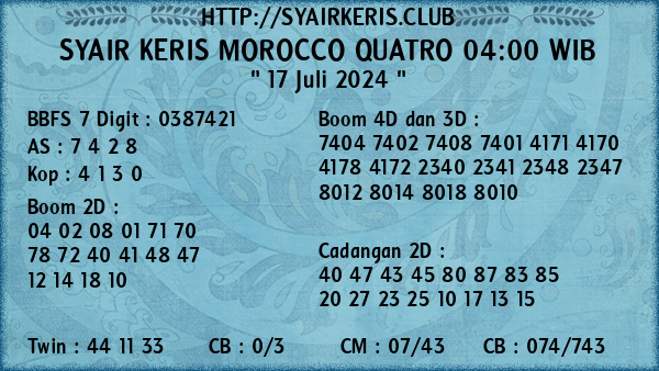 Prediksi Morocco Quatro 04:00 WIB