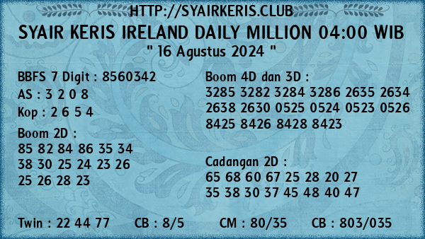 Prediksi Ireland Daily Million 04:00 WIB