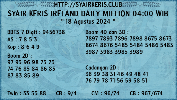 Prediksi Ireland Daily Million 04:00 WIB