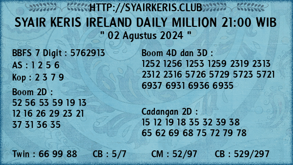 Prediksi Ireland Daily Million 21:00 WIB