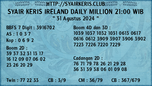 Prediksi Ireland Daily Million 21:00 WIB