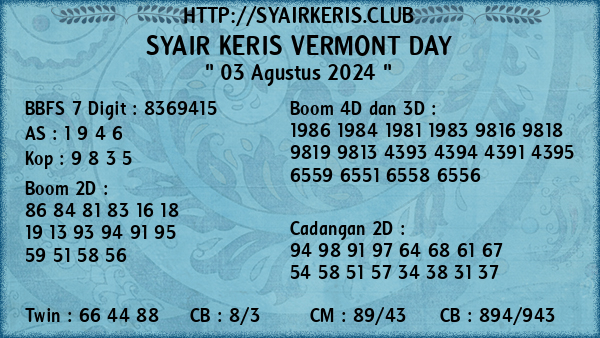 Prediksi Vermont Day