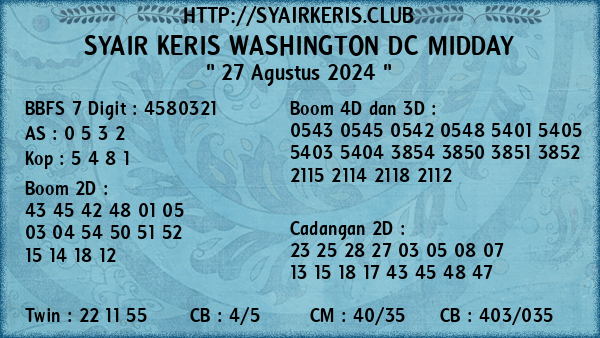 Prediksi Washington Dc Midday