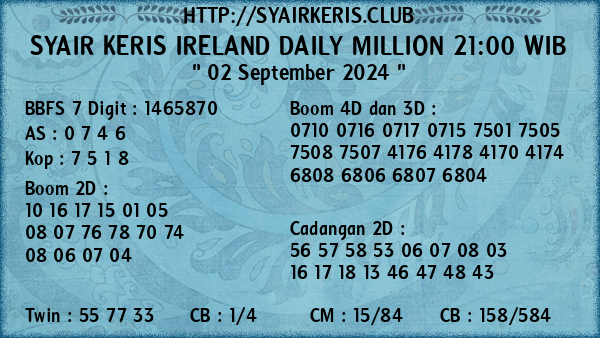 Prediksi Ireland Daily Million 21:00 WIB